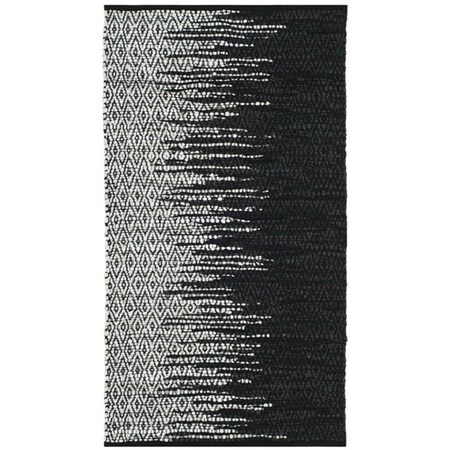 Flowers First 2 ft. 3 in. x 4 ft. Vintage Leather Hand Woven Area Rug, Light Grey & Black - Accent FL1860224